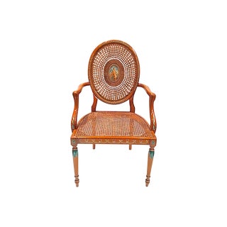 Early 20th Century Vintage Cherub Medallion Hand-Painted Armchair For Sale