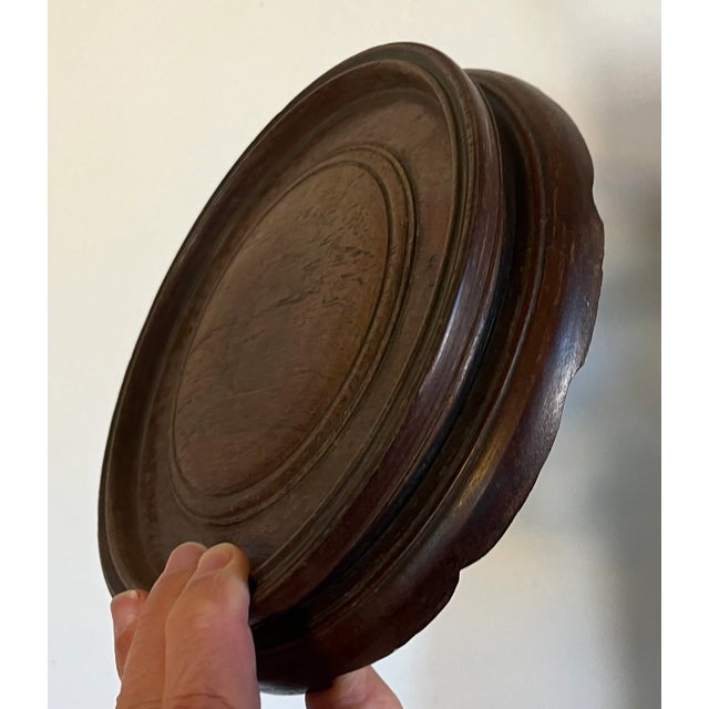 Chinoiserie Antique 19th C. Chinese Carved Hard Wood Display Stand or Base for Kangxi Porcelain Vase or Bowl For Sale - Image 3 of 11