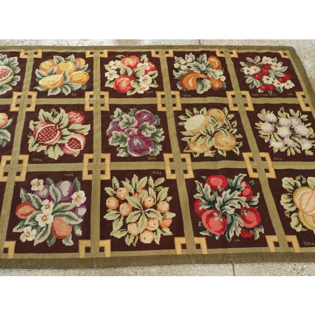 Chocolate Galerie Shabab Collection Mid-20th Century English Needlepoint Rug For Sale - Image 8 of 10