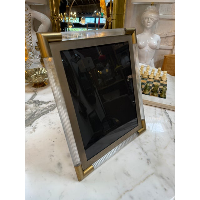 Plastic Italian Mid-Century Brass and Lucite Picture Frame, 1970s For Sale - Image 7 of 7