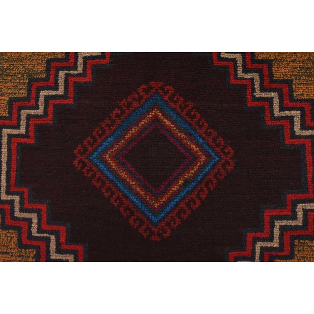 Orange Baloch Rug 3'7'' X 6' Orange Wool Vintage Tribal Hand-Knotted Oriental Carpet For Sale - Image 8 of 12