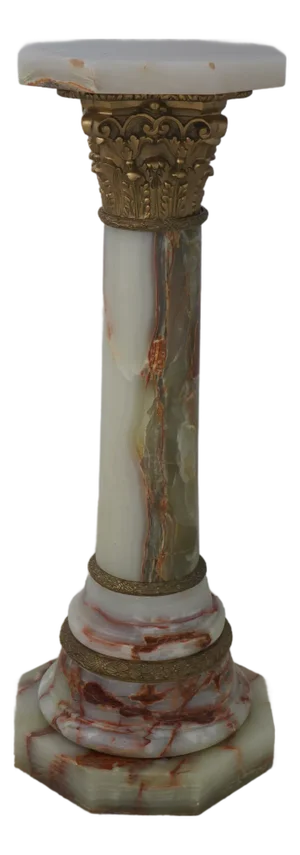 French Empire Onyx Marble Bronze Trim Pedestal