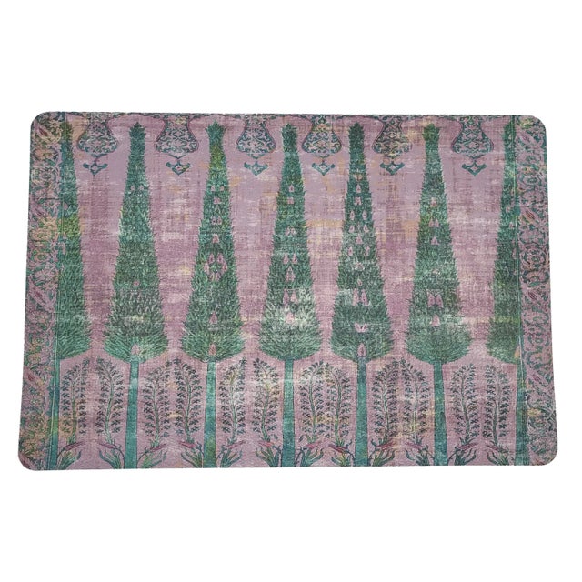 Moroccan Nicolette Mayer Topkapi Garden Green Pink Rectangle Pebble Placemats, Set of 4 For Sale - Image 3 of 3