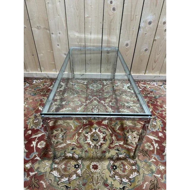 1970s Chromed Metal and Glass Coffee Table, 1970s For Sale - Image 5 of 8