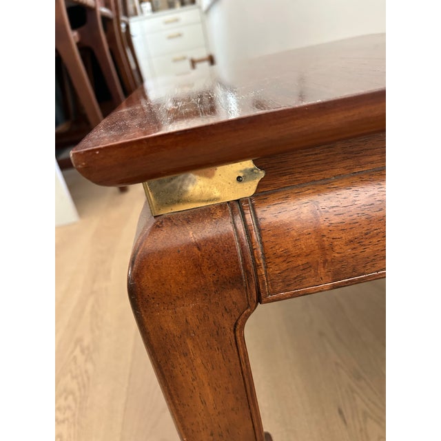 Wood Mid 20th Century Ming Style Wood End Table With Brass Accents For Sale - Image 7 of 9