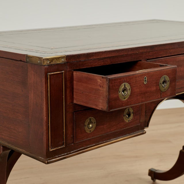 Antique English Leather Top Desk For Sale In West Palm - Image 6 of 16