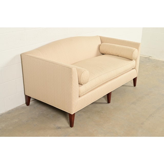 Baker Furniture Company Barbara Barry for Baker Furniture Modern Regency Upholstered Camelback Sofa For Sale - Image 4 of 12