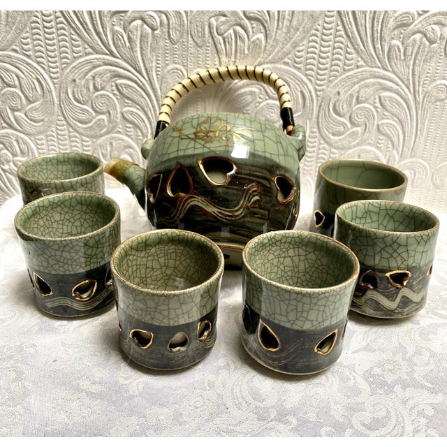 1940s Otagiri Soma Ware Somayaki Mid Century Japanese Tea Set- 7 Pieces For Sale - Image 13 of 13