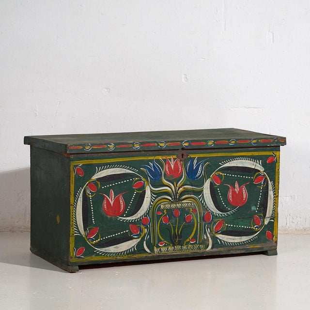 Antique Folk Art Style Trunk, 1920s For Sale - Image 9 of 9