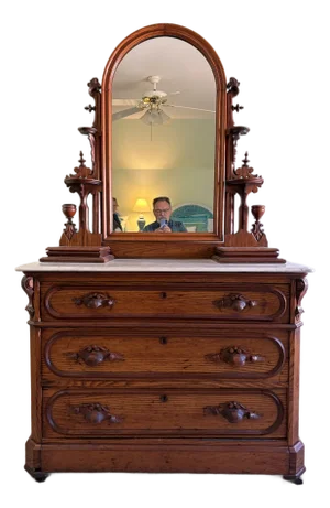 late 19th Century Victorian Eastlake Marble Top Dresser