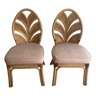 Gabriella Crespi Pencil Reed Rattan Side Chairs For Sale