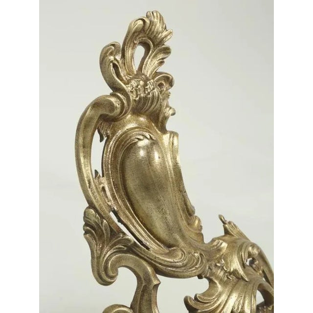 Bronze Antique French Solid Bronze Andirons or Chenets For Sale - Image 8 of 9