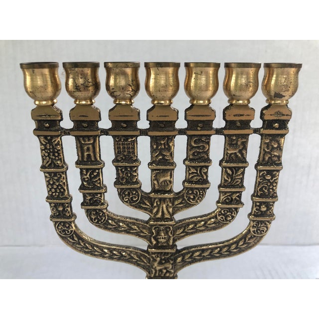 Vintage Seven Arm HenHolon Israel Brass Menorah Chairish