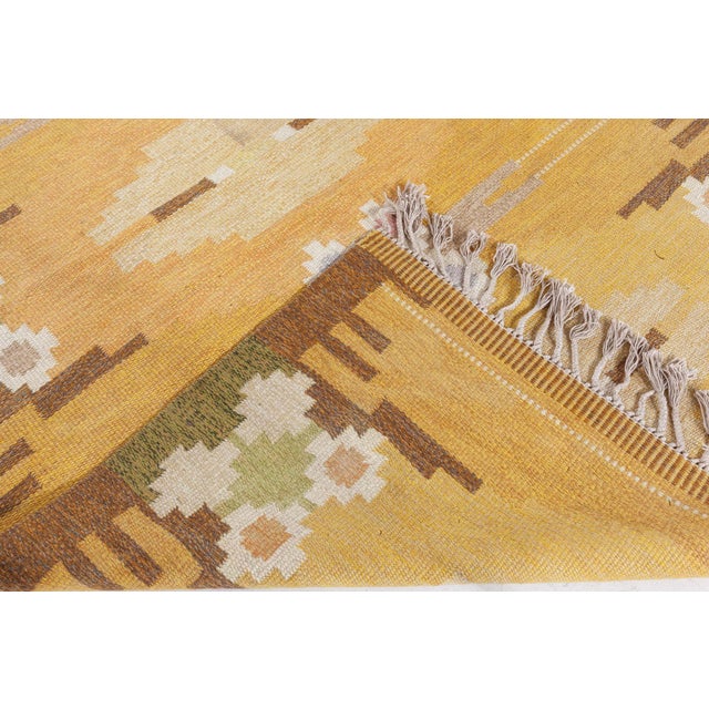 Yellow Doris Leslie Blau Vintage Swedish Flat Weave Rug by Ingegerd Silow For Sale - Image 8 of 8