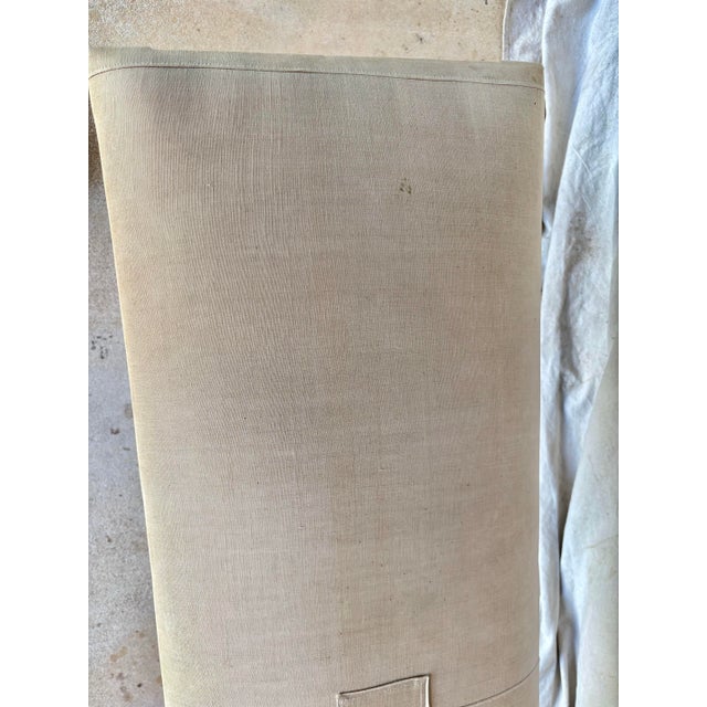 Early 20th Century French Walnut and Antique Linen Upholstered Bench For Sale - Image 4 of 12