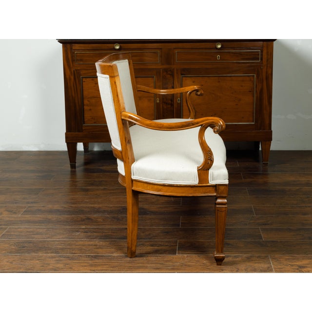19th Century Italian 19th Century Carved Walnut Upholstered Settee with Scrolling Arms For Sale - Image 5 of 9