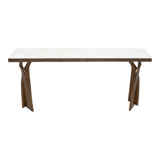 Console in White Quartz With Bronze Patina Brass by Kifu Paris For Sale