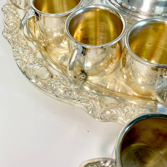 Silver 1940s Vintage Hollywood Regency Empire Towle Silver Plate Punch Bowl Set - 23 Pieces For Sale - Image 8 of 18