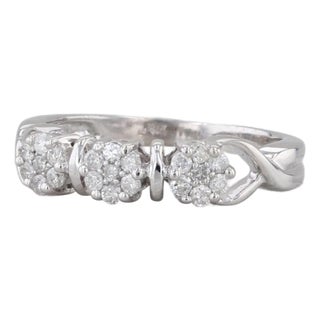 0.27ctw Diamond Flower Clusters Ring 14k White Gold Size 6 Stackable Bridal For Sale