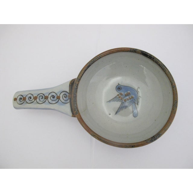 El Palomar Ken Edwards Blue Bird Tonala Mexico Folk Art Hanging Pot With Handle For Sale - Image 11 of 14