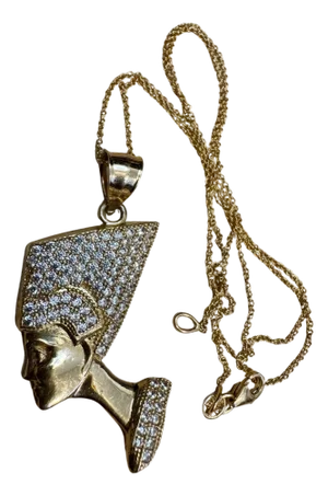 Vintage 1 Ct Diamond Face Pendant with hat 14 Karat Yellow Gold + Chain