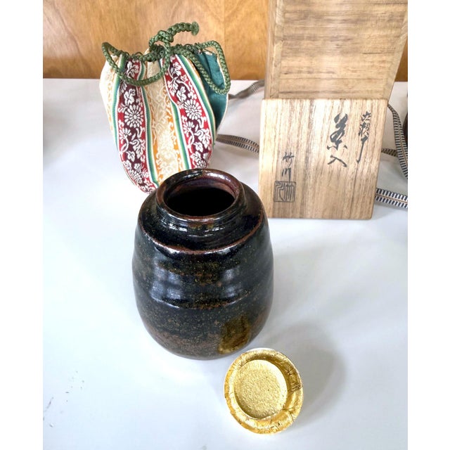 Three Japanese Vintage Tea Caddies by Noted Potters with Shifuku and Tomobako For Sale - Image 14 of 15