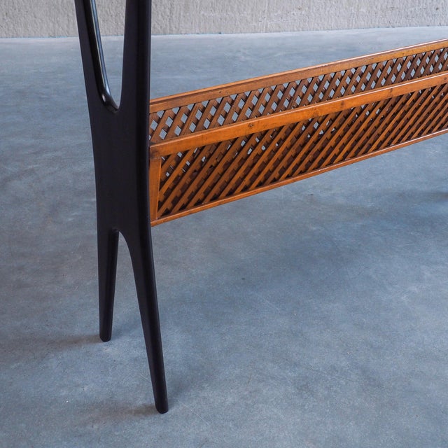 Italian Console Table with Glass Top & Lattice Basket, 1950s For Sale - Image 14 of 17