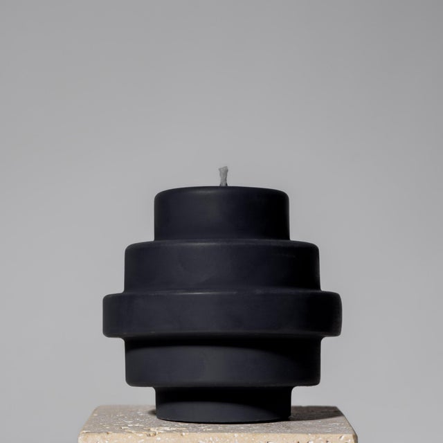 Hand-poured sculptural pillar candle inspired by postmodern design, made with 100% USA beeswax and a cotton wick. This...