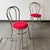 Product. Pair of bistro chairs. Material. Sturdy golden chair frame · velvety red fabric features. Removable seat cushion...