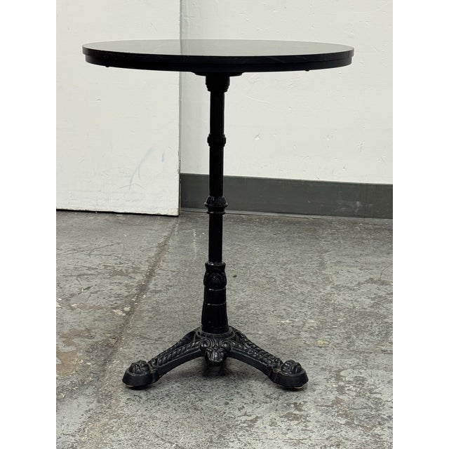 Marble Top Industrial Cast Iron Bistro Table For Sale - Image 4 of 12