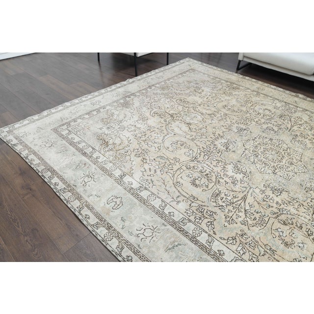 Textile 1970s Vintage Persian Handmade Wool Cotton Brown Area Rug For Sale - Image 7 of 11