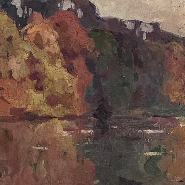 Framed Oil Painting on Canvas by Jean Stevan (1896-1962) 'The Pond in Autumn' For Sale - Image 12 of 15