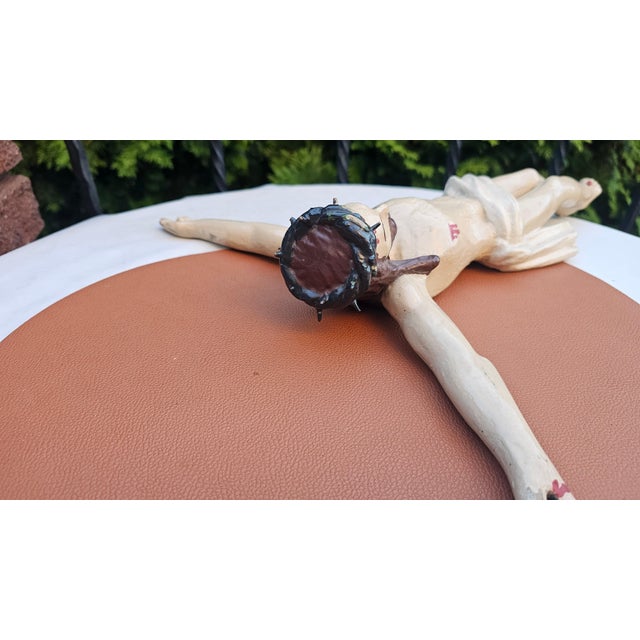 Wooden Figure of Jesus in Limewood, 1890s For Sale - Image 9 of 10