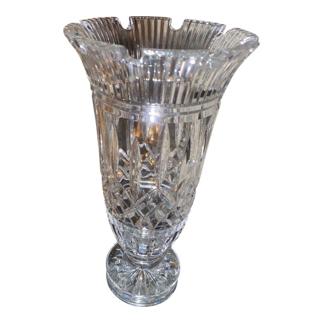 Vintage Waterford Crystal Balmoral 11" Footed Vase Elegant Grandmillennial Decor For Sale