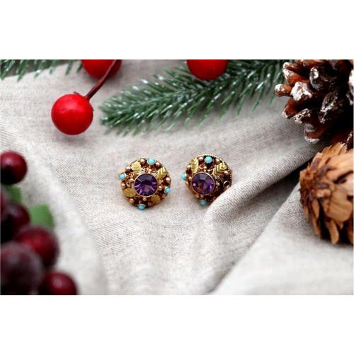 Gold Circular and Cut-Out Gold Earrings, Set of 2 For Sale - Image 8 of 8