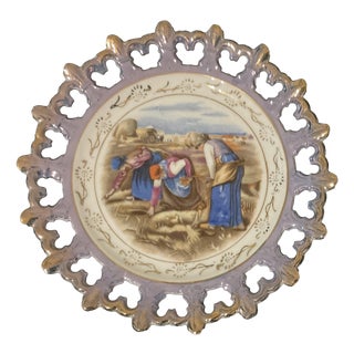 Vintage Reticulated Porcelain Wall Plate, 1960s For Sale