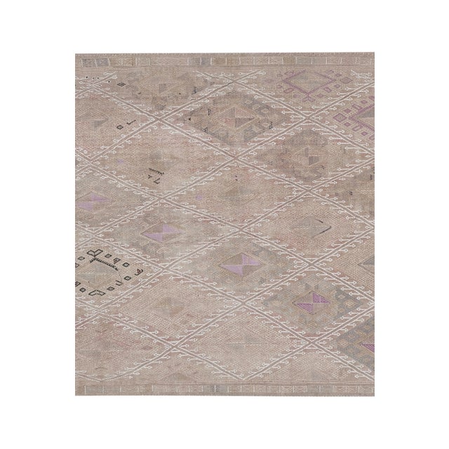 1960s Vintage Faded Turkish Jajim Kilim Rug 5'2'' X 7'3'' For Sale - Image 5 of 13