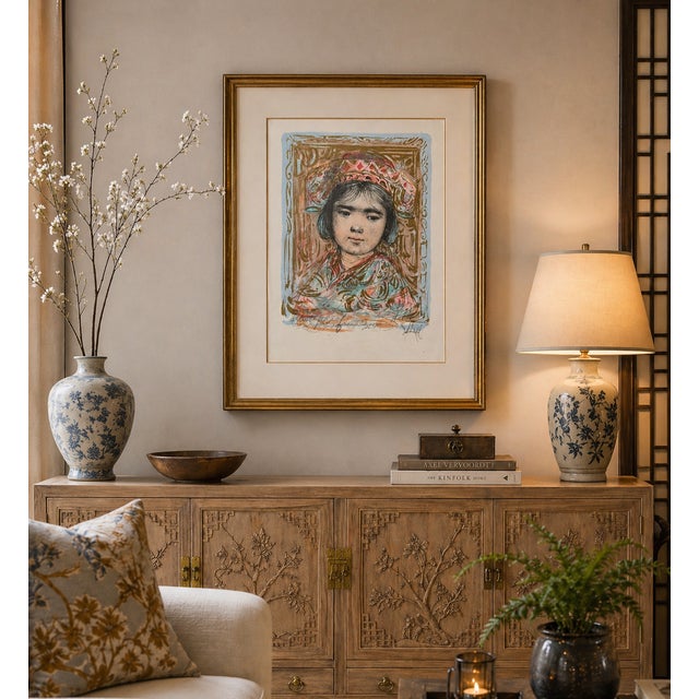 Offered is “Mira,” a signed Artist’s Proof lithograph by renowned American artist Edna Hibel. This intimate 9 x 12...