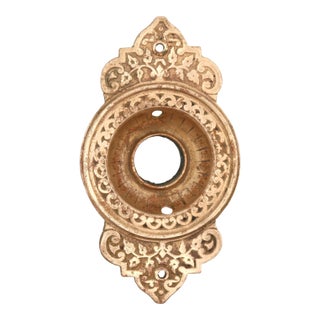 Antique Polished Bronze Victorian Door Bell Plate For Sale