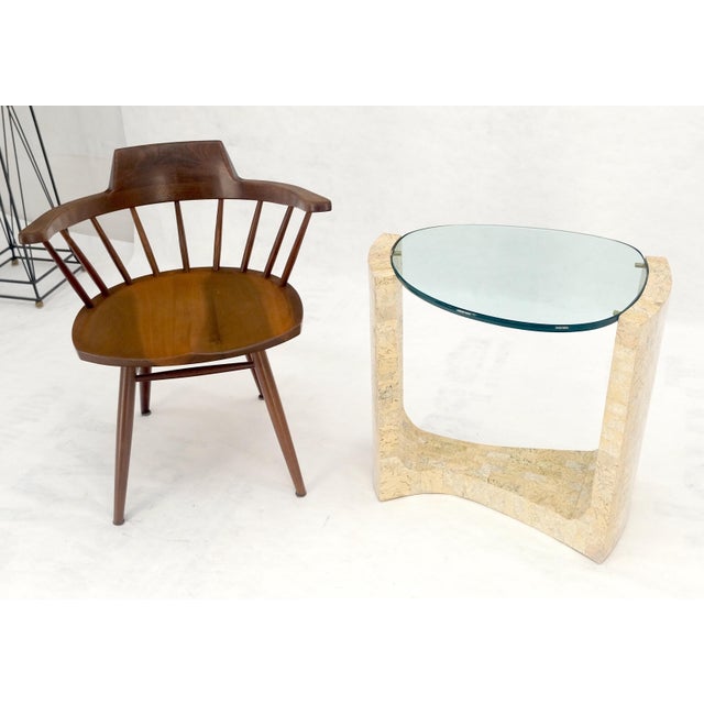 Glass Kidney Organic Shape Thick Glass Top Tessellated Base Side End Lamp Table Stand For Sale - Image 7 of 14