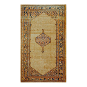 Elegant Tan and Blue Color With Unique Medallion Design Antique Serab Rug