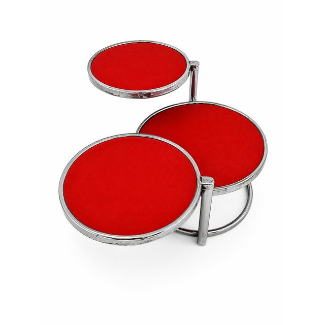 Red Coffee Table with Glass Tops and Chromed Steel Frame, 1970s For Sale - Image 6 of 11