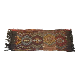 Vintage Orange & Red Heavy Woven Turkish Textile Fragments - Set of 3