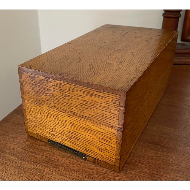 Antique Tiger Oak Library Card File Box Chairish