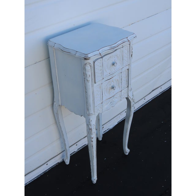 Wood French Early 1900s Shabby Chic Distressed Painted Nightstand Side End Table 6401 For Sale - Image 7 of 11