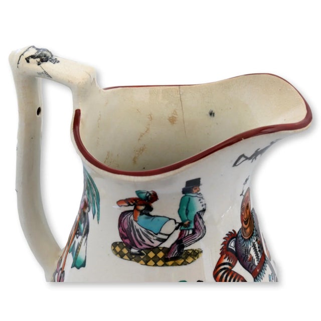 19th Century Antique 19th-C. English Staffordshire Earthenware Grimaldi the Clown Puzzle Jug For Sale - Image 5 of 6