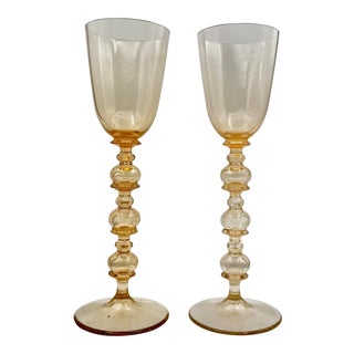 Peachy Pink Kim Seybert Bubble Chalices - a Pair For Sale