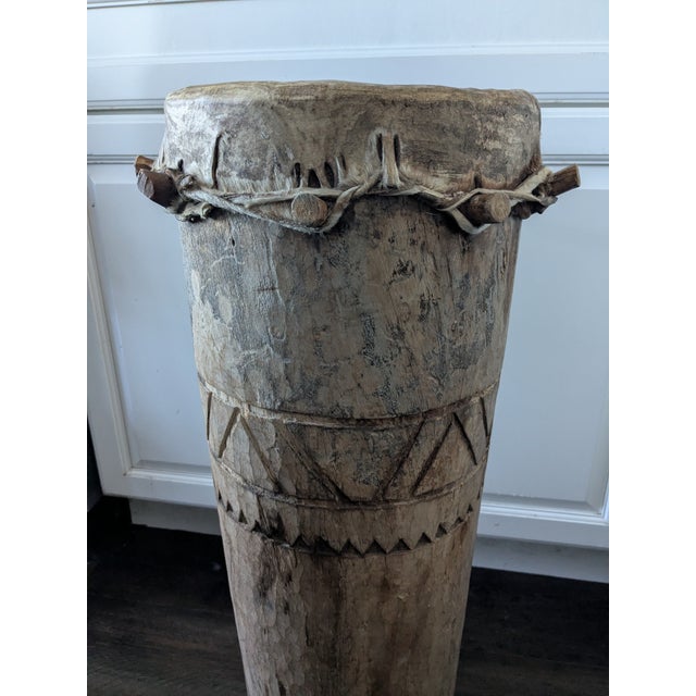 African Tribal Carved Drum 20th Century For Sale - Image 4 of 14