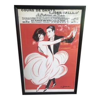 Vintage French Dancing Poster Framed by Charles Gesmar For Sale
