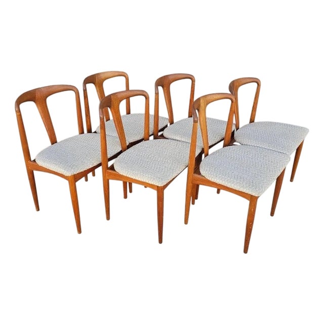 1960s Johannes Andersen for Uldum Mobelfabrik Mid Century Teak Juliane Chairs – Set of 6 For Sale